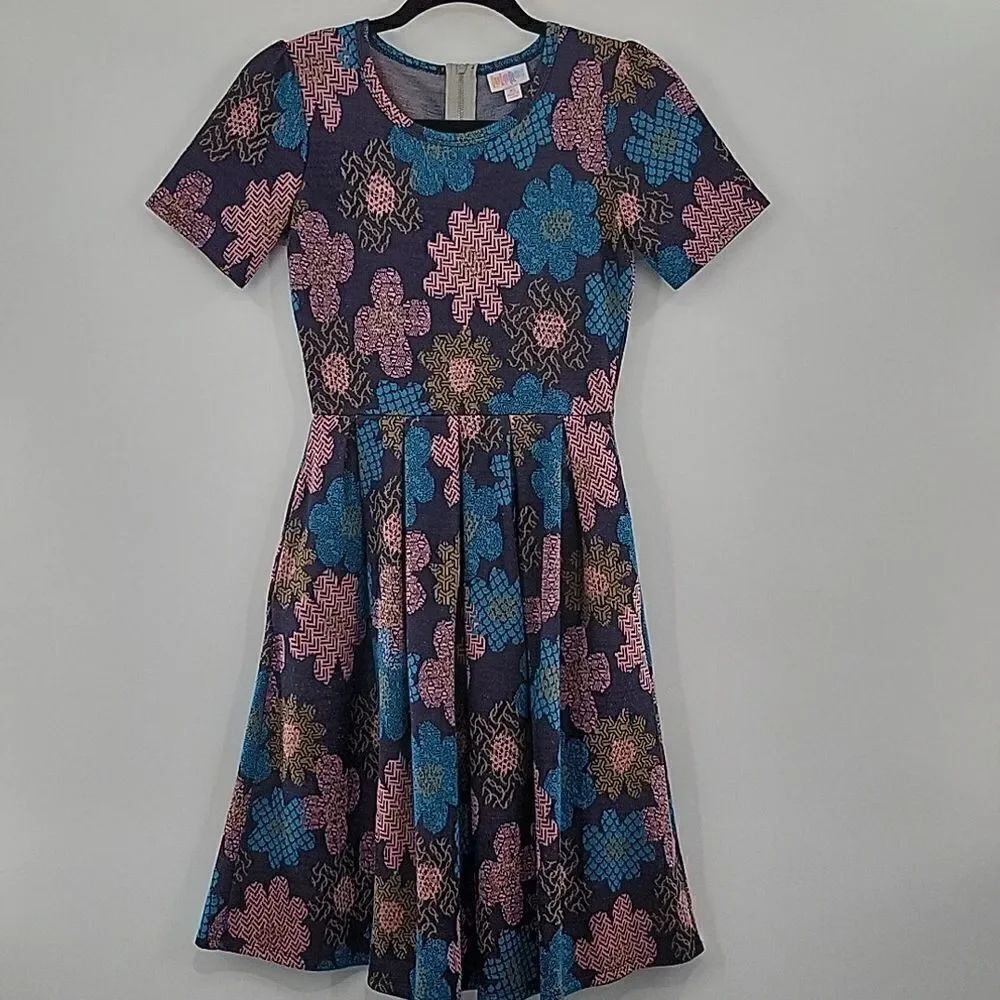 Lularoe Power Flower Blue/Pink Dress size XS